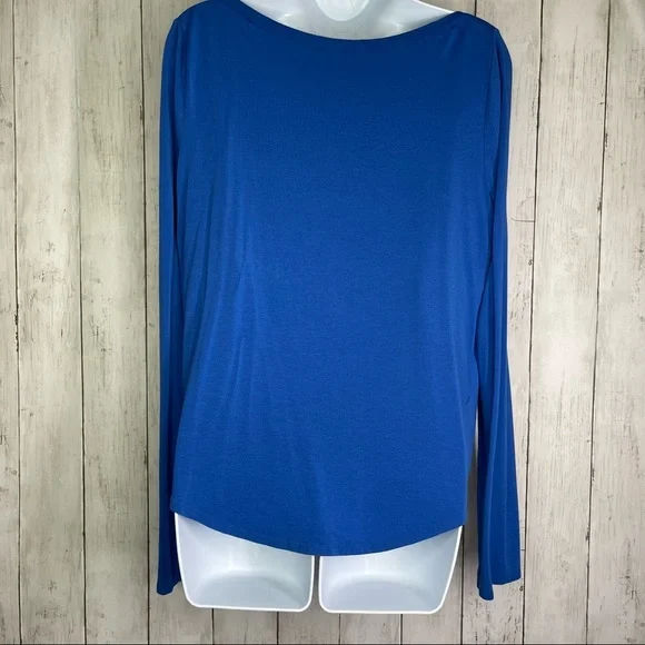Vince Scoop Neck Long Sleeve Blue Tee Shirt Size Medium - Picture 2 of 11